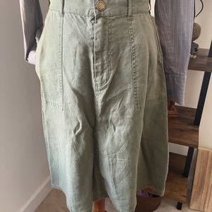 Artisan NY 100% Pure Linen Olive Green Women’s Skirt Size 4